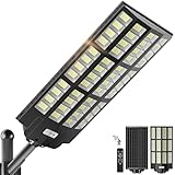 10000W Solar Street Lights Outdoor - Wide Angle Solar Lights Outdoor Motion Sensor, Commercial Parking Lot Light Dusk to Dawn, 7000K LED Street Light IP66 Waterproof with Remote Control
