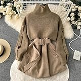 ChenKongHai Autumn and Winter Gentle Style Wear Women's Korean Short Sweater Vest Suit Skirt Two-Piece Set s2 Black M