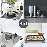 Sanni Shoo drip.line Pure Anthracite - Versatile and Adjustable Kitchen Rack Drip Tray for Dishcloths, Brushes, and Bottles - Hygienic Storage - Made of Stainless Steel and Silicone