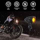 Motorcycle Turn Signals Led Tail Lights 2 Pack, Retro 40 Leds Amber Red Brake Light Rear Indicator Blinkers Universal Fits Harley Davidson Honda Kawasaki Suzuki Triumph Yamaha (Matte Black)