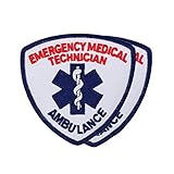 Emergency Medical Technician Ambulance Patch | Embroidered EMT Shoulder Badge | 3.5” x 3.5” (2 Pack)