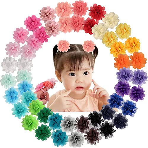 50PCS Toddler Girls Hair Ties Hair Scrunchies 2inch Chiffon Flower Hair Bows Rubber Bands Hair Ties Soft Elastics Ponytail Holders Hair Accessories for Infants Toddlers Kids Children Set of 25 Pairs