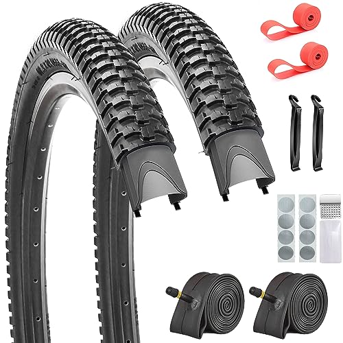 SIMEIQI 2 Pack Bike Tires and Tubes 26"x2.1" Mountain Replacement Bicycle Tyres with 2 Rim Strips Glueless Patches Kit for Commuter Bicycle