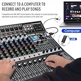 FULODE 12-Channel Bluetooth Studio Audio Mixer 99 Bit DSP Digital Processor w/USB MP3 for PC Recording Input, RCA, XLR Microphone Jack, 48V Power, For Professional and Beginners DJ Mixer