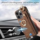 ONV Magnet Wallet Case Compatible with O PPO Realme V50 5G- Rotatable Metal Ring Case with Card Holder Anti-Shock Bumper with Cash Pocket Stand Cover for Realme V50 5G / Realme V50S 5G[D6]-Brown