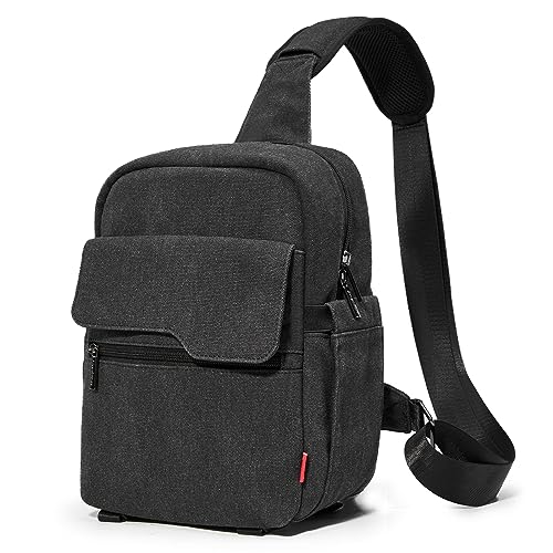 Cwatcun Camera Sling Bag Crossbody Small Camera Case, Lightweight DSLR/SLR/Mirrorless Photography Bag with Tripod Holder and Rain Cover for Canon, Nikon, Sony, Fuji Cameras, Lens Accessories