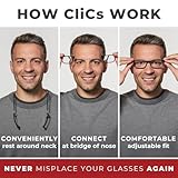 Clic Magnetic Reading Glasses for Men or Women, Computer Readers, Executive (M-XL, Black, 2.00 Magnification)