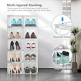 Kjfeoiye 12 Pack Hard Sturdy Thickened Rigid XX Large Shoe Storage Organizer for Closet, Clear Stackable Sneaker Shoe Boxes Rack Containers Display Case Bins with Lids, Clear