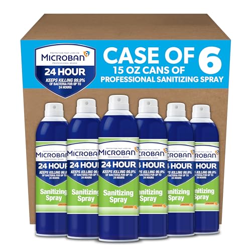 P&G Microban 24 Aerosol Disinfectant Spray, 24 Hour Sanitizing and Antibacterial Spray, Citrus Scent, Pack of 6, 15 fl oz. Each