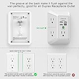 Wall Charger, Surge Protector, QINLIANF 5 Outlet Extender with 4 USB Charging Ports (4.8A Total) 3-Sided 1680J Power Strip Multi Plug Adapter Spaced for Home Travel Office (3U1C)