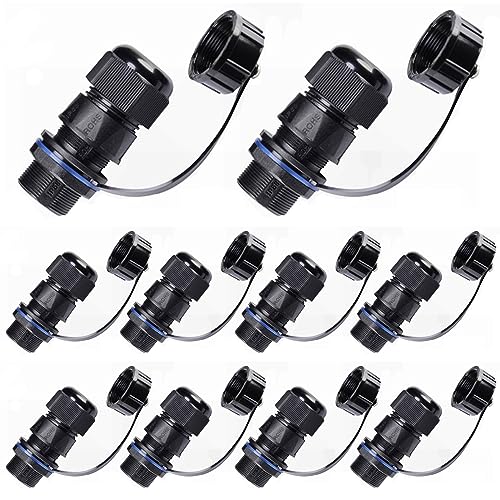 ANMBEST 10PCS Panel Mounting RJ45 Waterproof Connector Cat5/5e/6 Ethernet LAN Cable Coupler with Waterproof/Dust Cap Cover for Outdoor Network