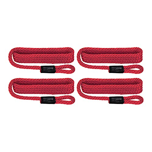 Extreme Max 3006.2999 BoatTector Solid Braid MFP Dock Line Value 4-Pack - 1/2" x 20', Red