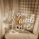 INSNEnN All You Need is Love Neon Sign,All You Need is Love Neon Lights for Wedding LED Neon Sign Gifts,Bedroom Birthday Party Letters Neon Sign for Engagement Home Wall Decorations,20 * 17.3 inch