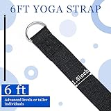 Leyndo 24 Pieces Yoga Strap Stretching Pilates Exercise Adjustable Straps 6 ft Non Elastic Yoga Belt with Adjustable D Ring Buckle for Pilates Gym Workouts Fitness(Black)