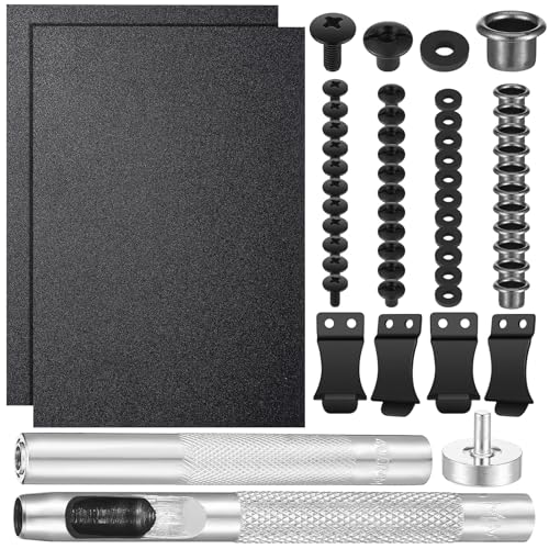 Lanties 83 Pcs DIY Holster Kit Include Holster Clips Eyelet Hand Setter Eyelet Combo Thermoform Sheet Cross Recessed Screw Head Open Slotted Fastener Rubber Washer for Making Knife Sheath Keel Guard