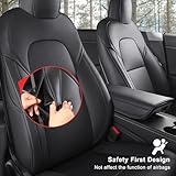 Wekar Tesla Model Y Car Seat Covers Nappa Leather Car Interior Seat Airbag Compatible Cushion Cover Full Set Custom Fit 2024 2023 2022 2021 2020, Nappa Black