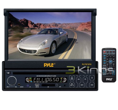 Pyle Single DIN In Dash Car Stereo Head Unit w/ 7inch Flip Out Touch Screen Monitor, Remote - Audio Video Receiver System with Radio, Camera and CD DVD Player Input, MP3, USB, SD Reader - PLTS73FX