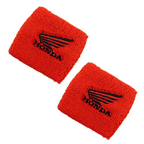 Q1-TECH, JDM Universal Brake Fluid Oil Reservoir Tank Cover Socks for Motorcycles, Sportbikes, Bikes, Compatible with Honda Mitsubishi Project MU Mugen JDM Brake Reservoir Cover 2PCS (H-ON-DA-RD)