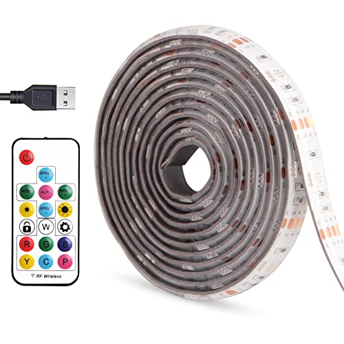 abtong USB Powered LED Strip Light TV Backlight 16.4FT/5M RGB Led Lights Waterproof USB Lights Strip with RF Remote TV/PC Background Bias Lighting Cuttable Strip Lights for Indoor DIY Decoration