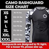 Gold BJJ Jiu Jitsu Rashguard - Camo Long Sleeve Rash Guard Compression Shirt for No-Gi, Gi, & MMA (Black Camo, L)