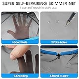 Upgraded Self-Repair Pool Net, Pool & Pond Cleaning Skimmer with Heavy Duty Nylon Net - Fine Mesh, Aluminum Frame, Deep Trash Bag for Above Ground & In-ground Pools, Leaf Skimmer Rake Net(No Pole)