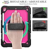 SEYMAC stock Case for iPad Air 3 2019 / Pro 10.5'' with Screen Protector Pen Holder [360° Rotate Hand Strap/Stand], Drop-Proof Case (Rose+Black)