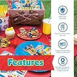 Unique Paw Patrol Birthday Decorations | Paw Patrol Party Supplies | With Paw Patrol Tablecloth, Paw Patrol Plates, Napkins, Character Masks, Forks, Button | Serves 16 Guests