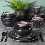 Gibson Dragonstone 16 pc Dinnerware Set Grey Stoneware, Gray -