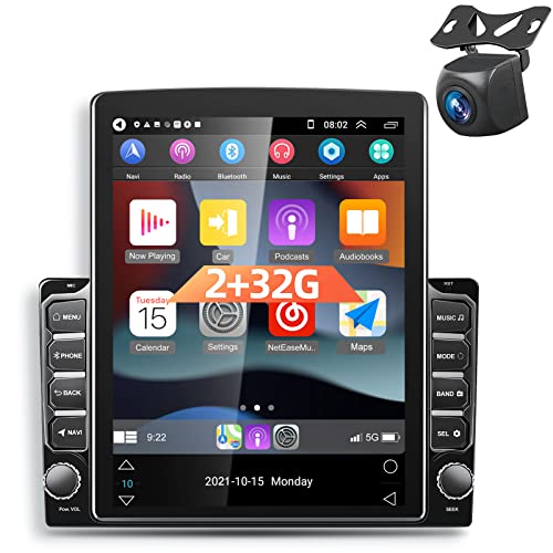 [2+32G] Android 11 Double Din Car Stereo Carplay and Android Auto, 9.7inch Vertical Touch Screen Radio in-Dash Navigation GPS Units with AHD Backup Camera