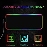 Personalized RGB LED Extended Gaming Mouse Pad Make Your Own Customized Large Gaming Mousepad Custom Keyboard Mouse Mat for Office Dorm Personalised Gifts Presents for Gaming Lovers, 35.4x15.7 in