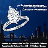 Gem Stone King 14K White Gold 12X8MM Pear Shape Gemstone Birthstone Solitaire Engagement Ring | Wedding Anniversary Promise Gold Ring For Women | Available In Size 5, 6, 7, 8, 9