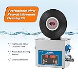 WEWU Rounds LP Vinyl Record Ultrasonic Cleaner with Records Bracket 1-5 Records Per Batch Raising Descending Auto-Drying