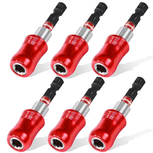 Geinxurn 2.5Inches Impact Screwdriver Bit Holders, 6PC Magnetic Extension Quick-Change Socket Drill Bit Holder Cr-V Steel Hex Shank Quick Release Drill Bit Guide