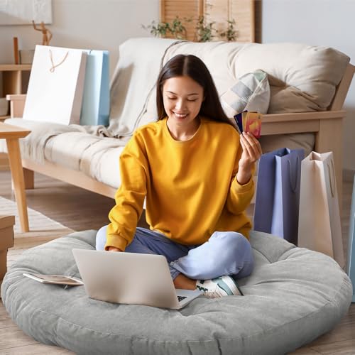 Funnymoom Large Floor Cushion Seating Round Floor Pillows Cushions for Kids Adults Oversized Playroom Pillows Reading Nook Big Pillow for Sitting Meditation Yoga Living Room Sofa Balcony