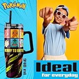 Pokemon Insulated Tumbler with Straw and Handle, Double-Walled 33 oz - Kids Gifts