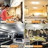 CT CAPETRONIX RV Lights Interior 1700LM, 3 Color TEM Camper Lights, Dimmable 12v Volt Led Fixture, Ceiling Dome Light w Switch for RV/Camper/Car/Trailer/Boat (Warm Cool Natural White) 4Pack