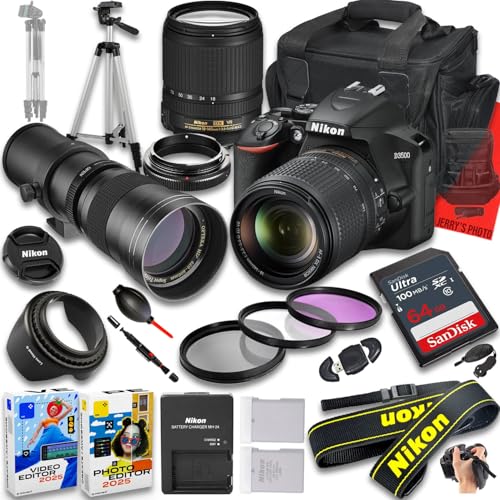 Nikon D3500 DSLR Camera with AF-S DX NIKKOR 18-140mm f/3.5-5.6G ED VR and 420-800mm f/8 Super HD Telephoto Lens + 64 GB Memory + Extra Battery + Camera Case + More (22pc Bundle)