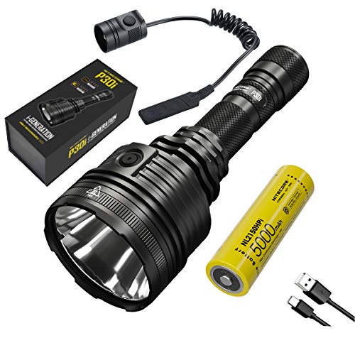 NiteCore P30i i-Generation High Output Searchlight - 2000 Lumen, 1000 Meter, with Eco-Sensa TypeC USB Cable & RSW2i Remote Pressure Switch (Original Package Only)