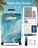 Slohif Luggage Cover for Suitcase Tsa Approved Protector - Carry on Luggage Sleeve Large Suit Case Cover Travel Stretch Luggage Case Protective Washable Fit 22 Inch Sea Wave S