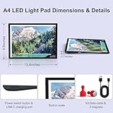 Rechargeable Light Box for Tracing Board Portable Cordless Light Pad Drawing A4 LED Trace Lights, Golspark Wireless Battery Operated Copy Board Dimmable Black Diamond Painting Sketch