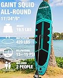 Skatinger 11'x34'' Extra Wide Inflatable Paddle Board, Up to 420lbsPaddle Boards for Adults, Stable Stand Up Paddle Board, 2 People/Family, Wide&Stable, Floating Paddle, Shoulder Strap, US Fin