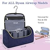 Mancro Padded Travel Case Compatible with Dyson Airwrap Complete Styler and Attachments, Portable Storage Bag with Metal Hanging Hook for Airwrap All Models, Long Barrel, Hair Curler Accessories, Blue