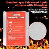 Utypee Emergency Fireproof Cloak with Hood – Silver Silicone Coated Fiberglass Fire Blanket, 59 x 47 Inches, Heat Resistant Safety Cover for Escape- fire Retardant Blanket - fire Extinguisher