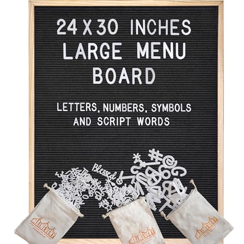 Blackboard Letter Board - 24x30 Inch Large Felt Message Board for Restaurant Menus