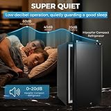 HIPOPLLER Mini Fridge for Bedroom, 1.78 cu.ft 110V Quiet Fridge with Lock, Small Silent Compact Refrigerator for Dorm RV Hotel Office, Noise Absorption, Black