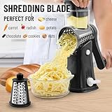 Zulay Kitchen Rotary Cheese Grater 5 Blade Cheese Shredder - Manual Hand Crank Cheese Grater With Reinforced Suction & 5 Interchangeable Drums - Easy to Use, Vegetable Chopper Round Mandoline Slicer