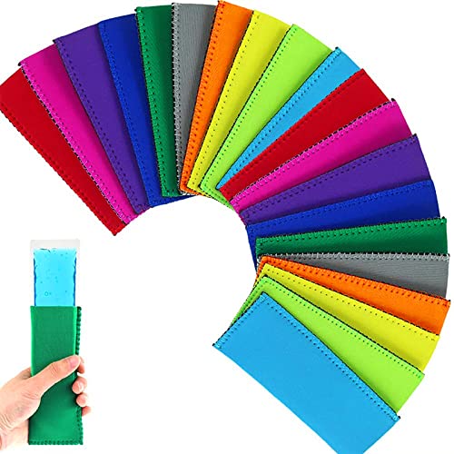 Creatrill 20 Pack Ice Pop Sleeves Popsicle Holders Bags, Neoprene Fabric, 10 Colors