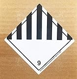 Hazard Class 9 D.O.T. Miscellaneous Dangerous Goods Labels 4x4 Inch Square 500 Adhesive Labels