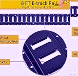 Trekassy 8ft E Track Tie-Down Rail Kit, 4 Pack 8' Etrack Rails with 16PCS E-Track Accessories Including 8 Steel O-Ring Anchors and 8 Rope Tie Offs for Truck Bed, Trailers