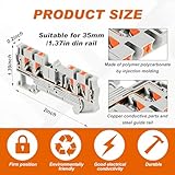 Saysurey DIN Rail Terminal Block Twin Spring Terminal Connectors Push in Type PT Screwless Wire Wiring Connector with 10 Covers 10 End Stops 6 Jumpers (ST2-2.5/2x2,56 Pcs)